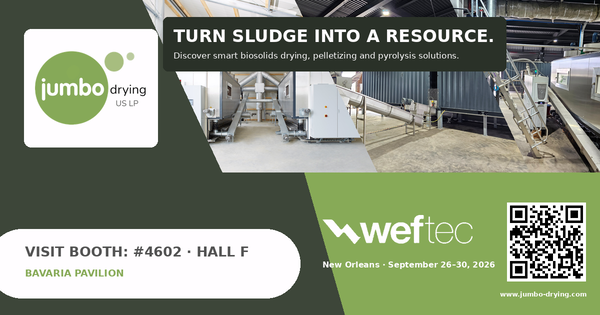 Jumbo Drying auf der WEFTEC 2026 in New Orleans am Booth 4602